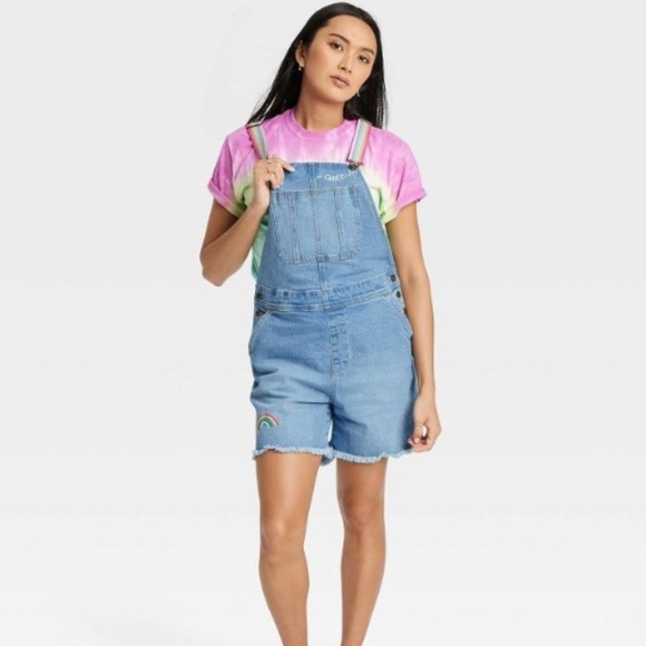 NWT Target Pride Queen Rainbow Overalls M - Picture 1 of 8